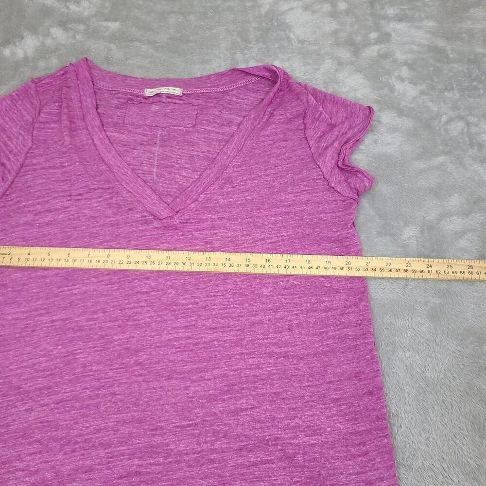 We the‎ Free Sundance Slouchy T-Shirt Azalea Pink Distressed V-Neck, Size M - Picture 3 of 6